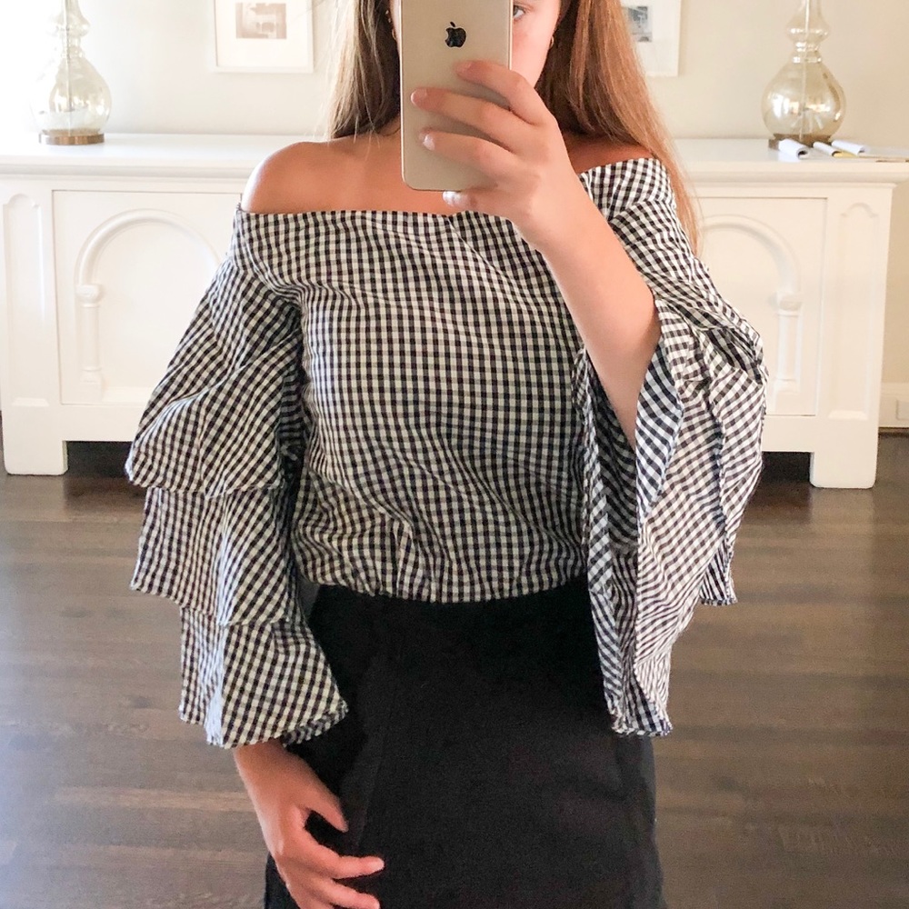 Endless Rose x Revolve Tiered Gingham Top XS
